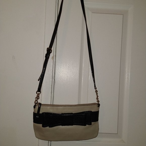Kate Spade bow ribbon crossbody beige & black - Picture 2 of 6